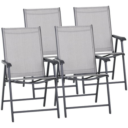 Outsunny 4-Piece Folding Dining Chair Set for Relaxing on Patio, Balcony, or Garden, Comfortable 