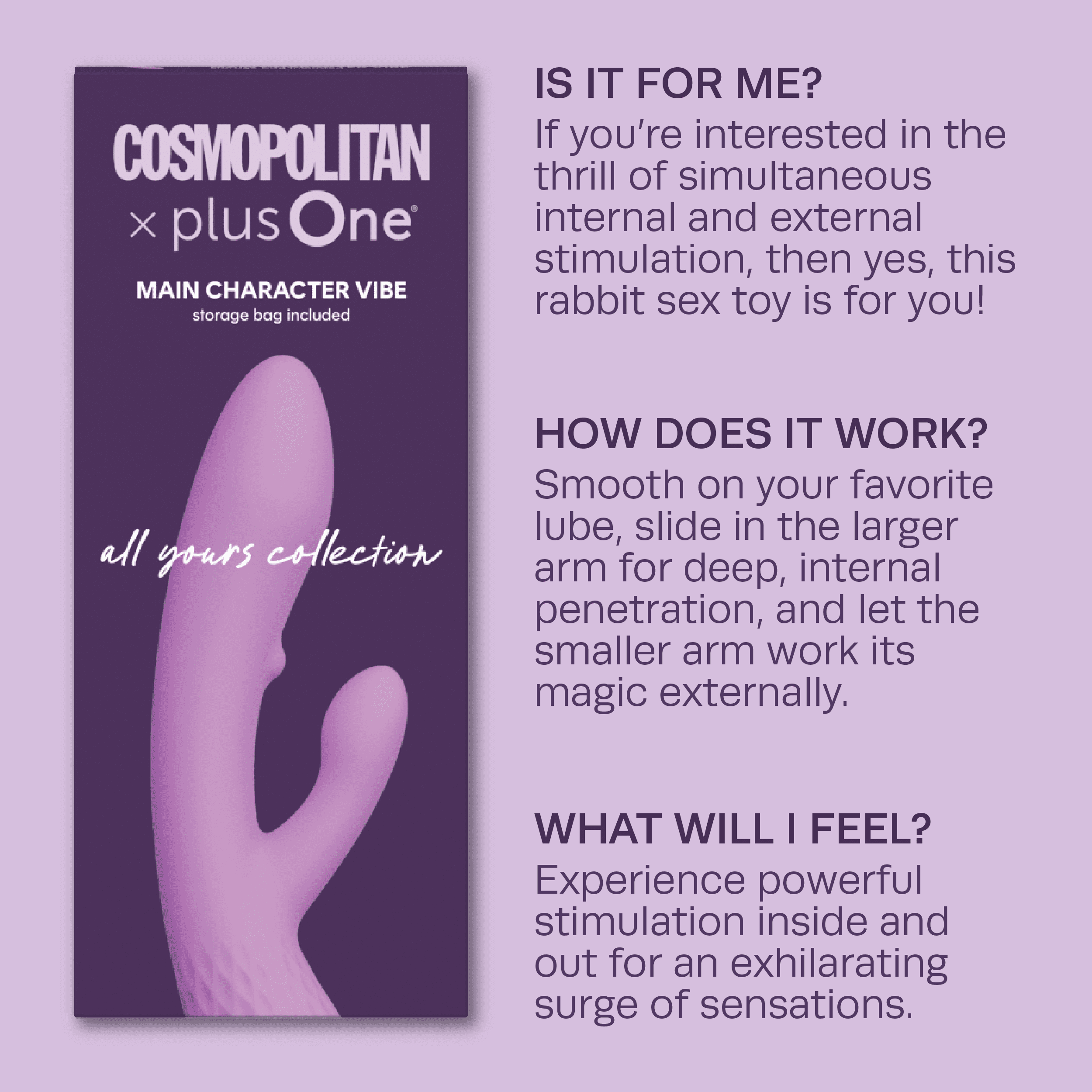 Cosmopolitan X plusOne Main Character Vibrator with Stroking Bead and Magnetic Charging