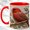Red, variant on Red Spotted Bird Coffee Mug, Classic Leaf Mug, Ceramic 11 oz