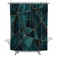 thumbnail image 2 of Geometric Pattern Shower Curtain for Bathroom Decor, Dark Green Triangle Collage Art Waterproof Fabric Shower Curtain, 54"x78" Set with 12 Hooks, 2 of 9