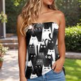 thumbnail image 2 of idosla Womens Smocked Strapless Bandeau Tank Tops Floral Tube Tops Backless Bandeau Tunic Tops Sleeveless Shirts (Black, S), 2 of 4