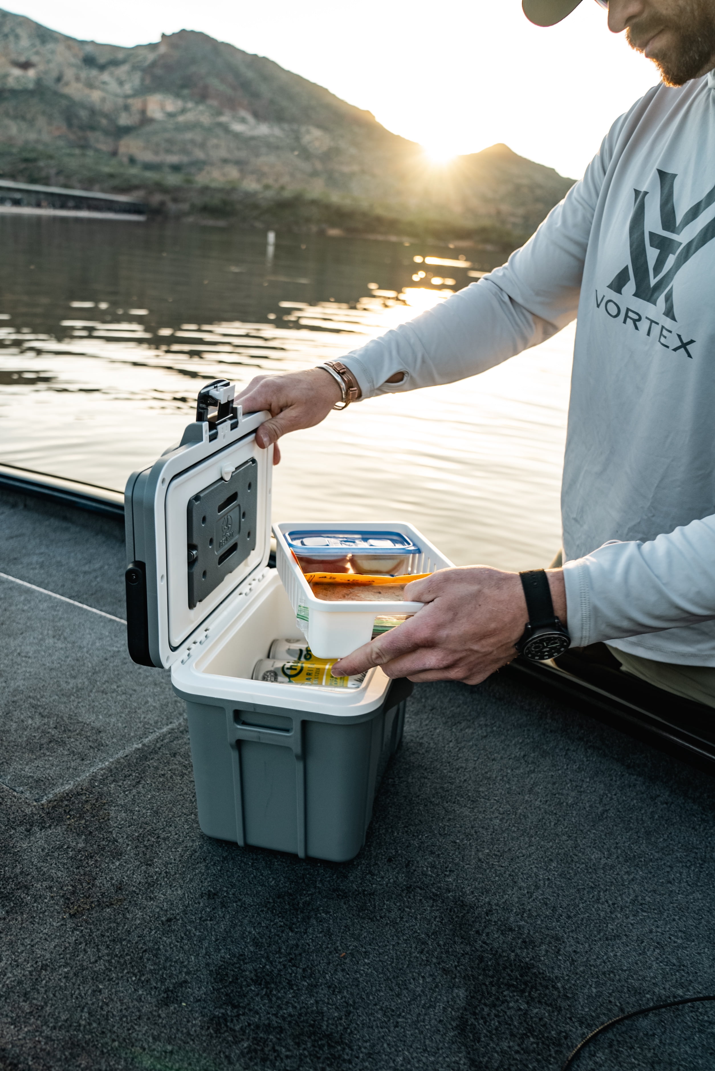 Pelican Personal 8 Qt Hard-Sided Cooler with Snap-in Ice Pack Bottle Opener, Sage with Gray