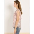 thumbnail image 4 of Unique Bargains Blouse à Volants pour Femmes Florale Décontractée Col en V Manches Courtes, 4 of 6