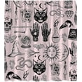 thumbnail image 3 of Halloween Shower Curtain Gothic Tarot Boho Palmistry Mysterious Black Cat Horror Magic Spooky Skull Sun Moon Vintage Witchcraft Cool Fabric Home Decor Bathroom Curtain Set with Hooks, 3 of 4