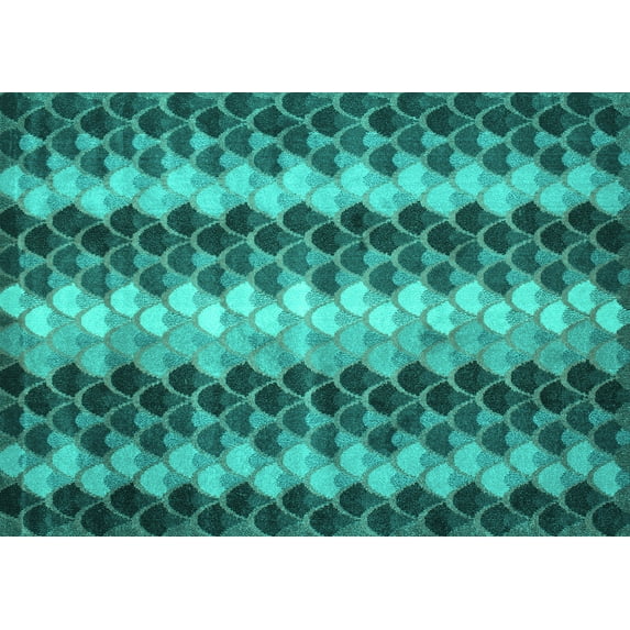 Ahgly Company Machine Washable Indoor Rectangle Abstract Turquoise Blue Contemporary Area Rugs, 2' x 3'