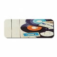 thumbnail image 1 of Indie Computer Mouse Pad, Gramophone Records and Old Audio Cassettes on Wooden Table Nostalgia Music, Rectangle Non-Slip Rubber Mousepad Large, 31" x 12" Gaming Size, Blue Orange Black, by Ambesonne, 1 of 2