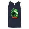 thumbnail image 2 of Catzilla Parody Taking Over City | Mens Cat Lover Graphic Tank Top, Navy, Medium, 2 of 3