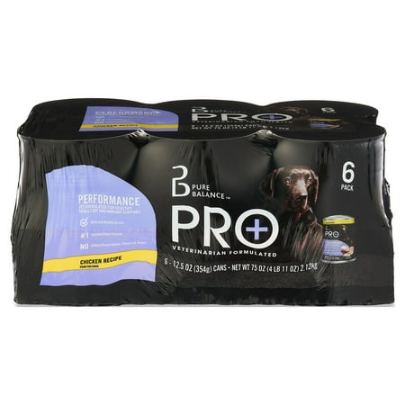 Pure Balance Pro+ Chicken Recipe Wet Dog Food for Performance, 12.5 oz Cans (6 Pack)