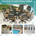 thumbnail image 6 of MEETWARM Outdoor 9-Piece Patio Dining Set, All-Weather Cast Aluminum Patio Conversation Set- 8 Cushioned Swivel Rocker, 61" Round Patio Dining Table w/Detachable Lazy Susan/Umbrella Hole, Dark Bronze, 6 of 9