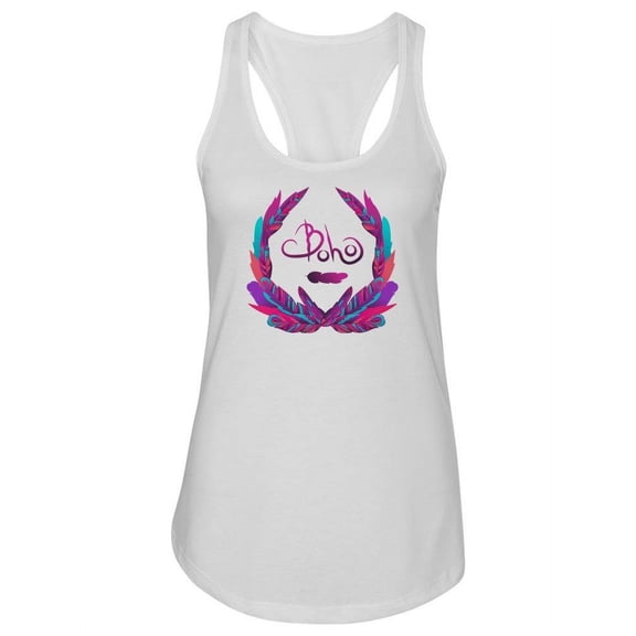 Bohemian Wreath With Feathers. Tank Women -Image by Shutterstock, Female Medium