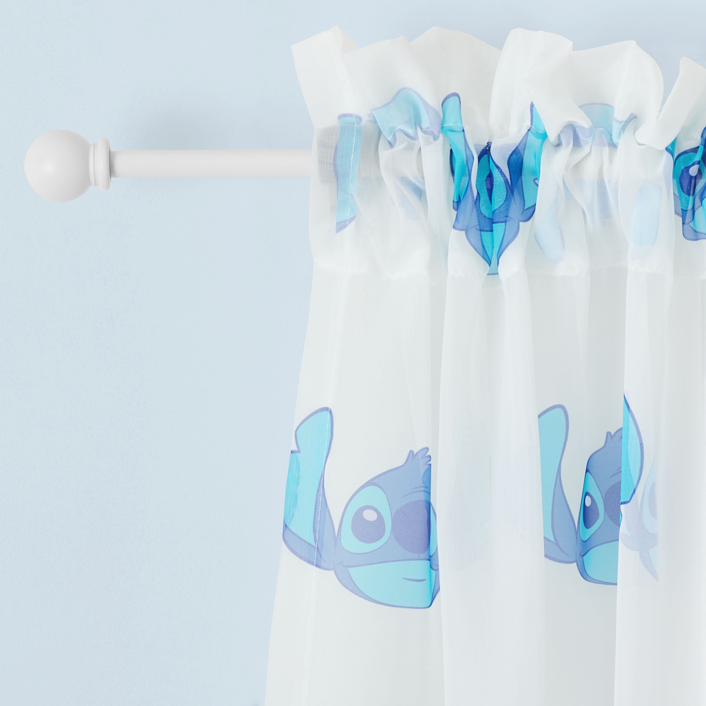 Stitch Tropical Sheer Kids Drape, 38" x 63", White, Disney