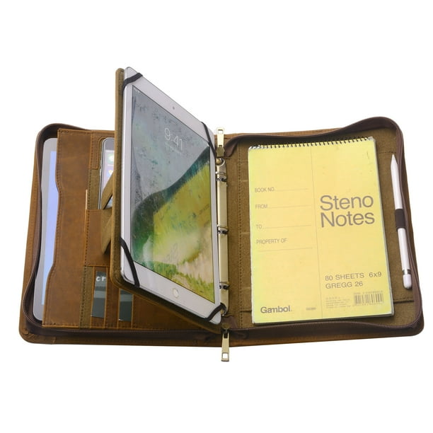 Zipper Organizer Binder Portfolio, Tablet Folio with 3Ring Binder for
