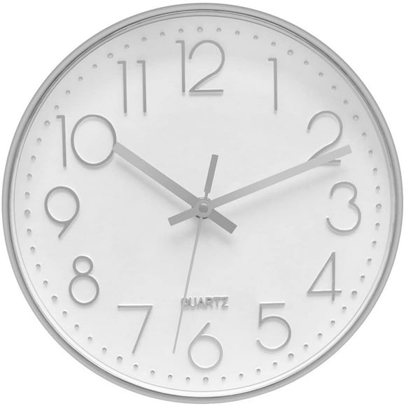 Modern 30cm Round Quartz Silent Wall Clock Crawling in Seconds No Ticking for Office Home School (12 inch) # 3