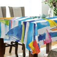 thumbnail image 5 of Yayeee Tablecloths 54" x 54" Rectangle Wrinkle Resistant Party Table Cover, Yellow Hand Drawn Sailboats, 5 of 8
