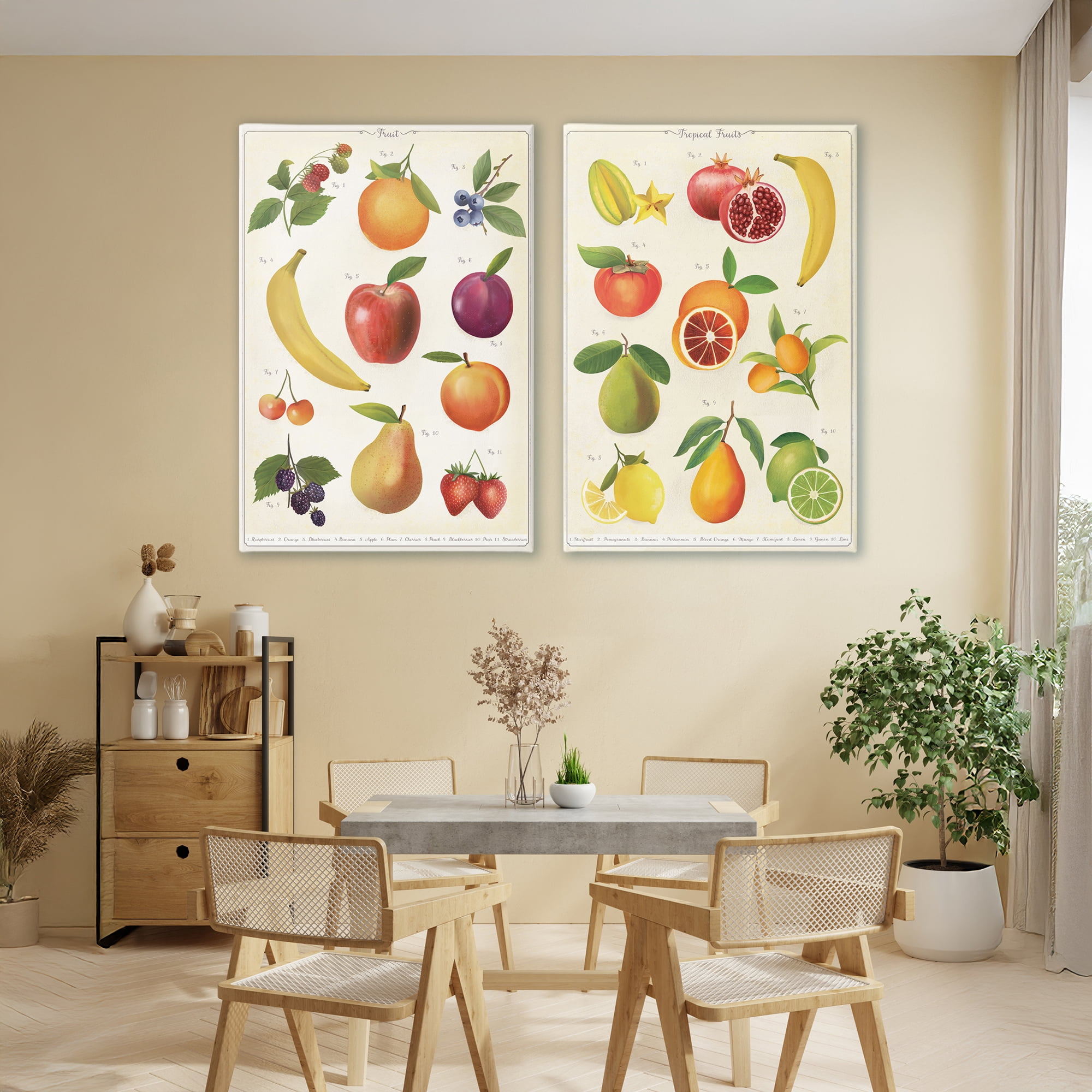 Stupell Industries Kitchen Studies Fruit 2 Piece Canvas Wall Art Set, design by Diane Neukirch