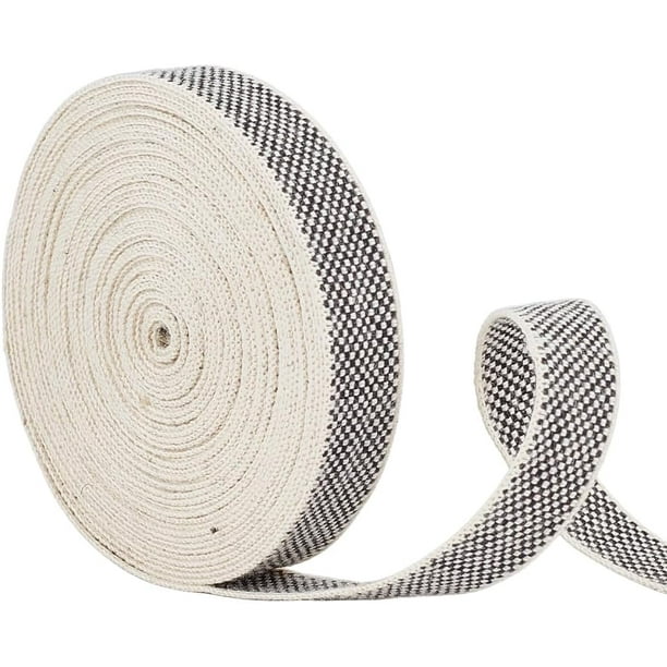 Cinta de algodón tweed de doble cara, 5 yardas, 3/8 de pulgada de ancho, estilo tartán blanco y negro, ideal para coser, envolver regalos y hacer manualidades.