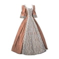 thumbnail image 4 of SDNall Fashion Womenl Vintage Gothic Court Gown Cake Skirt Lace Clashing Dress, 4 of 9