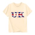 thumbnail image 2 of Chemisier à Manches Courtes à Col Rond Imprimé Drapeau Britannique pour Enfants, Tissu en Polyester, Tenue Décontractée pour l'École, Coupe Douce et Confortable, Haut Estival et Printanier Respirant, Lavable à la Machine, 2 of 5