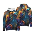 thumbnail image 4 of Zufioo Neon Seahorse Underwater Realm Design Fleece Comfortable Hoodie for Mens,Sweatshirt for Men,Pullover Hooded Sweatshirt for Men -Small, 4 of 5