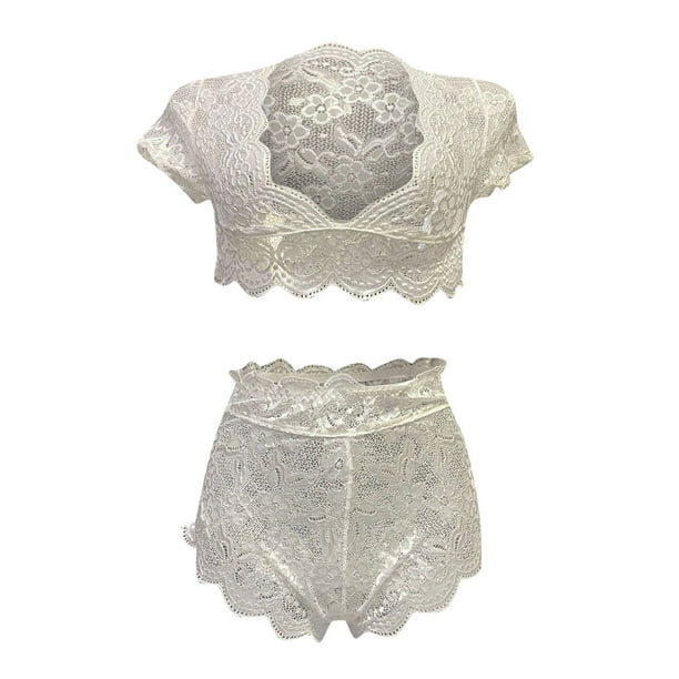 Womens Sexy Underwear Sets 2 Pieces Lace Lingerie Set for Women Wireless  Bra and Panty Set Cute Boudoir Outfits