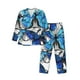thumbnail image 1 of Balery Blue and White Butterflies Pijama para Hombre de Dos Piezas con Manga Larga, Conjunto de Dormir y Descanso Suave con Bolsillos-Small, 1 of 7