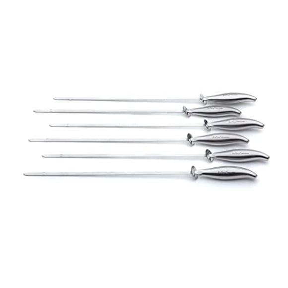 Brochettes de Chef en Acier Inoxydable - Ensemble de 6 Brochettes de kebab en Métal Réutilisables avec un design unique Facile à Glisser de Jean Patrique