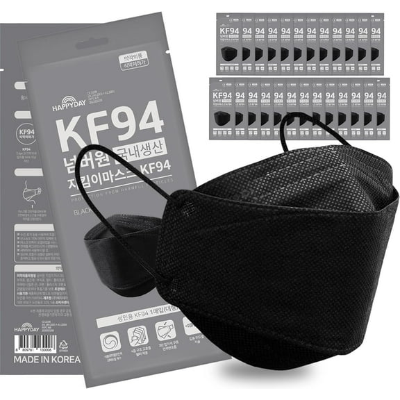 , 25 Packs, Made in KOREA Premium KF94 Micro Dust Protection Individually Packaged Face Mask Large