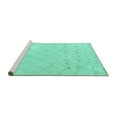 thumbnail image 2 of Ahgly Company Machine Washable Indoor Round Solid Turquoise Blue Modern Area Rugs, 7' Round, 2 of 4
