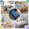 thumbnail image 5 of Blue Black Geometric Pattern Rectangle Tablecloth 60"x102",Waterproof Polyester Rectangle Table Cloth, Wipeable Spillproof Polyester Tablecloth for Dining, Camping, Indoor and Outdoor, 5 of 6