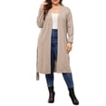 thumbnail image 3 of Agnes Orinda Women's Plus Size Sweater Cardigan Knit Long Sleeve Belted Overwear Long Cardigans 2X Khaki, 3 of 6