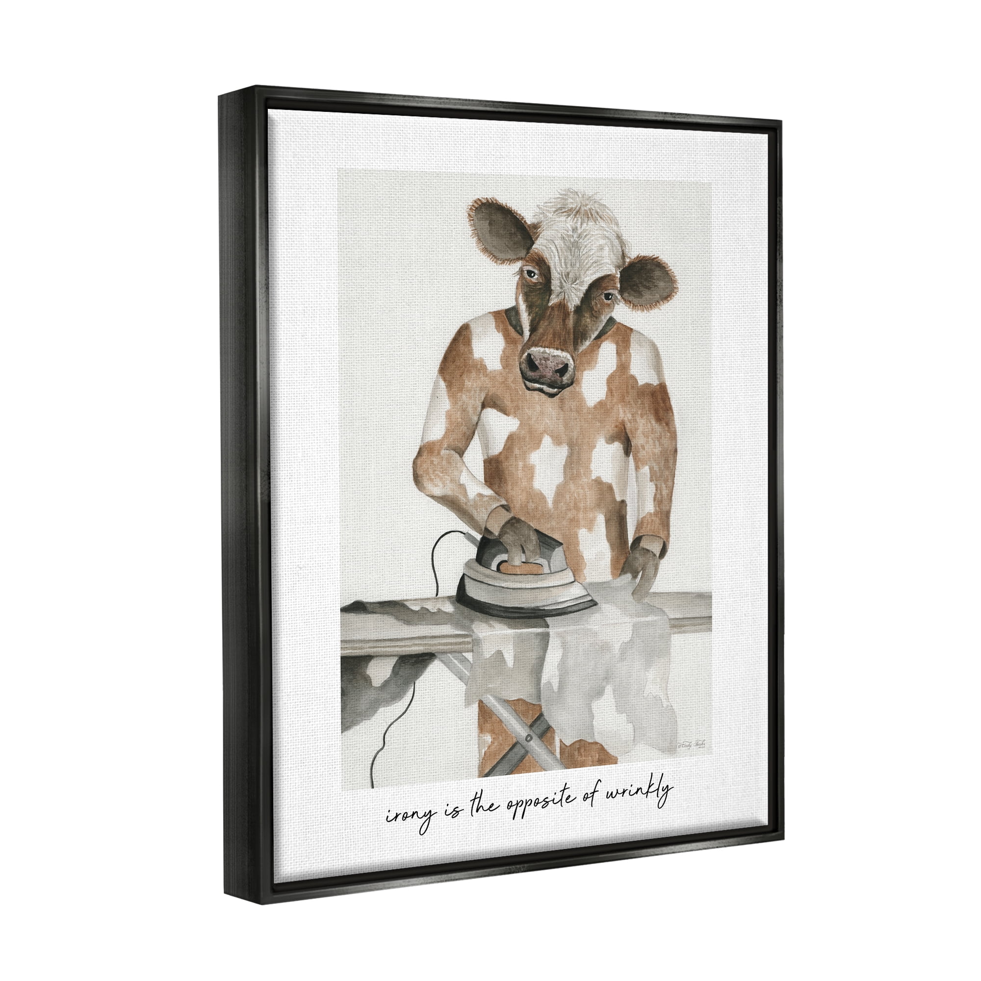 Stupell Industries Opposite of Wrinkly Phrase Animals & Insects Painting Black Floater Framed Art Print Wall Art, 17 x 21