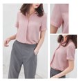 thumbnail image 4 of Camisa de gasa Mujer Blusa de manga corta de verano Top informal suelto, Rosa, XXL Noticed AP001402-10B, 4 of 7