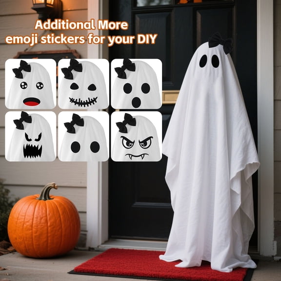 tasrioml Halloween Ghost Decorations DIY Expressions Spooky White Ghost Craft Kit with Witch Hat for Outdoor Indoor Yard Garden Lawn Decor