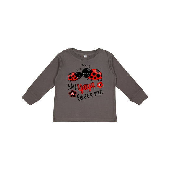 Inktastic My Yaya Loves Me with Cute Ladybugs Boys or Girls Long Sleeve Toddler T-Shirt