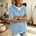 thumbnail image 2 of yillto Womens Short Sleeve Sweater Cardigan with Hooded Button down Casual Loose Knit Coats with Pockets, 2 of 6