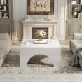 thumbnail image 3 of Tribesigns Square Coffee Table, 35.43-Inch High Gloss Coffee Table with Sturdy Arched Structure, Modern Coffee Table Center Table, Wood Coffee Table for Living Room, White, 3 of 6