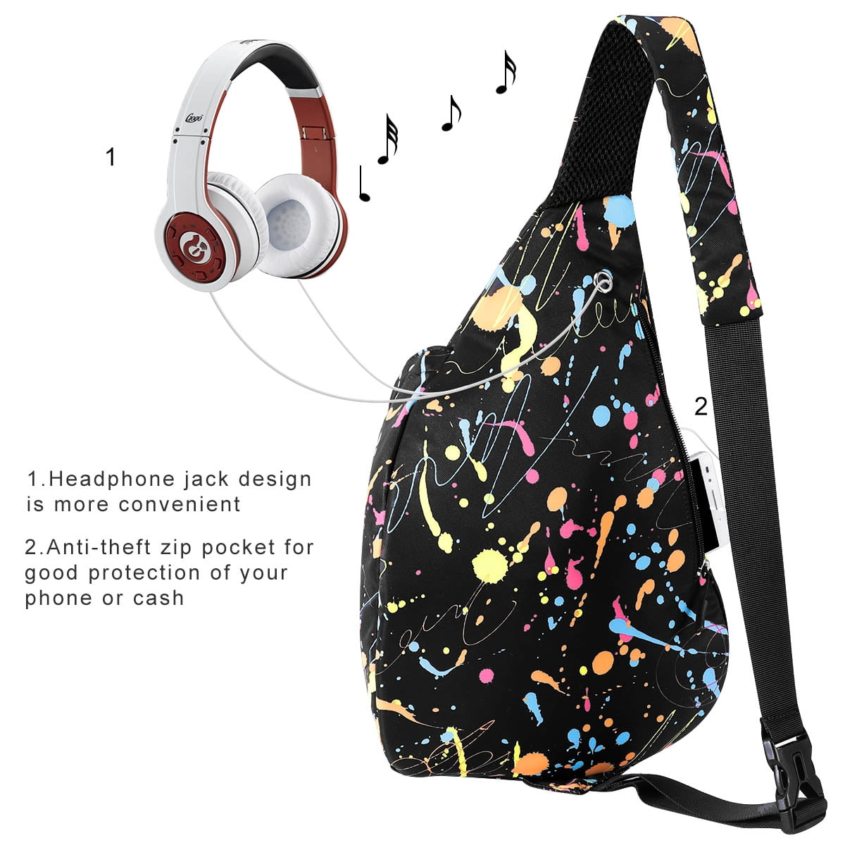Sling Backpack- Rope Bag Crossbody Backpack Travel Multipurpose Unisex Daypack