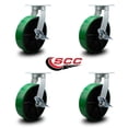 thumbnail image 2 of 10 Inch Heavy Duty Green Poly on Cast Iron Swivel Caster Set with Brakes Set 4, 2 of 2