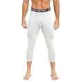 thumbnail image 1 of Raenseen Men's 3/4 Compression Pants Stretchy Workout Running Athletic Leggings Base Layer Sports Tights White M, 1 of 7