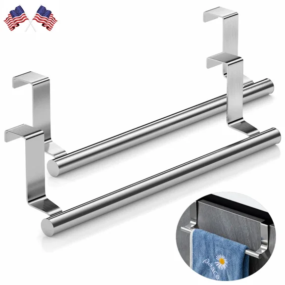 Towel Rack For Cabinet Strong Steel Kitchen Over Cabinet Towel Bar Holder 2 Pack