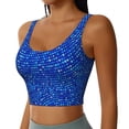 thumbnail image 2 of Fotbe Blue Circles Mosaic Sujetador Deportivo Largo sin Aros para Mujer con Almohadillas y Soporte Medio, Transpirable y Absorbente, Camiseta Tipo Chaleco o Tank Top-Small, 2 of 8