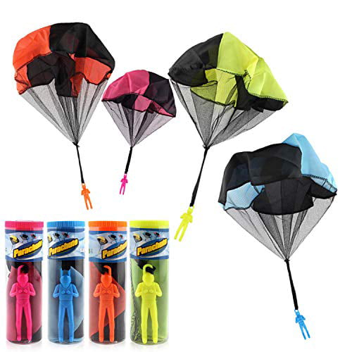 Tangle Free Throwing Parachute Toy Yellow Hand Throw Parachute Figures Childrens Outdoor Flying Toys for Boys Girls