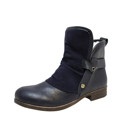 

GLOBO MEJOR Boots For Women Shoes Winter And Autumn Zipper Short Boots Martins Belt Buckle