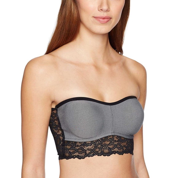 B.tempt’d Women's Charming Sheer Lace Bandeau Bras, Dark Gray, Medium