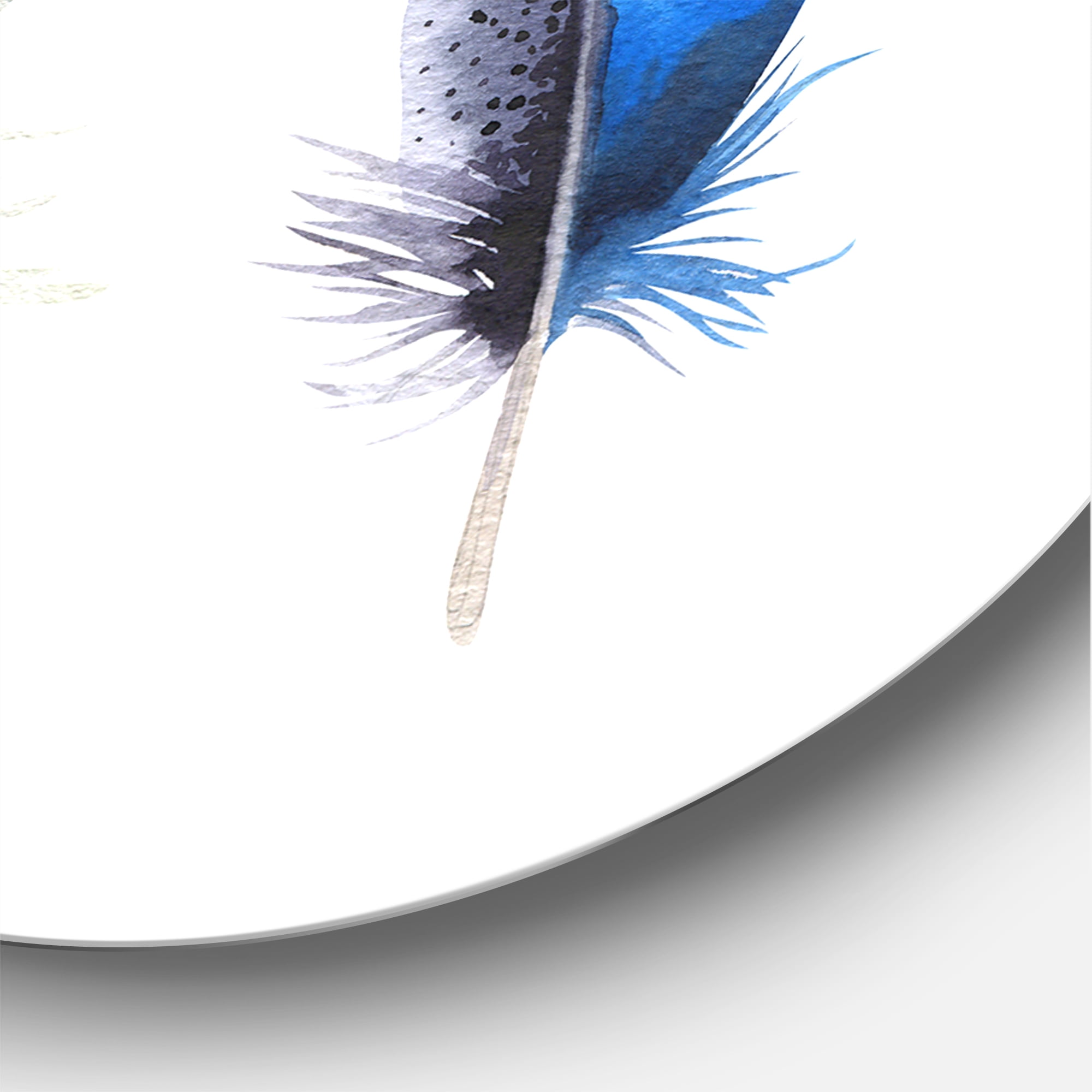 Designart 'Colourful Boho Art Feathers I' Bohemian & Eclectic Circle Metal Wall Art 36x36 - Disc of 36