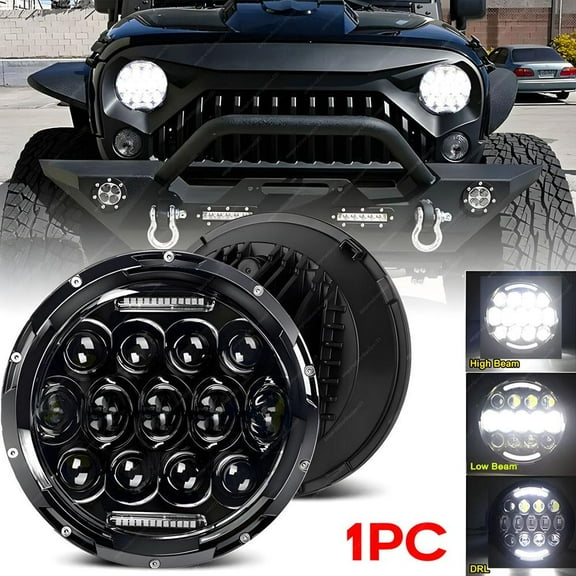 DOT 7" Inch Round LED Headlight Halo Lamp For Jeep Wrangler JK JKU TJ LJ CJ 1PC