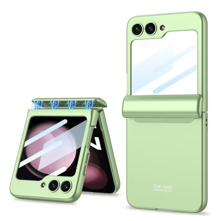 TECH CIRCLE Case for Samsung Galaxy Z Flip 5 [Magnetic Hinge Protection] [Screen Protector] Slim Matte PC Shock Resistant Anti-Scratch Full Protective Cover for Galaxy Z Flip 5 2023, Green