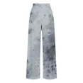 thumbnail image 4 of UTSJKR Women's Trendy Tie Dye Wide Leg Pants Loose Fit Drawstring Stretchy Palazzo Pants Soft Comfy Pajama Pants Dark Gray M, 4 of 5