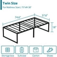 thumbnail image 3 of Lutown-Teen 18 inch Twin Size Bed Frames Heavy Duty Metal Twin Platform Bed Frame No Box Spring Needed, Noise Free, Easy Assembly, Black, 3 of 6