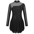 thumbnail image 3 of Vestido de baile de Ballet y gimnasia para niñas, vestido de baile brillante largo con cuello redondo y manga brillante, vestido de patinaje artístico de malla, tutú de bailarina, 3 of 5
